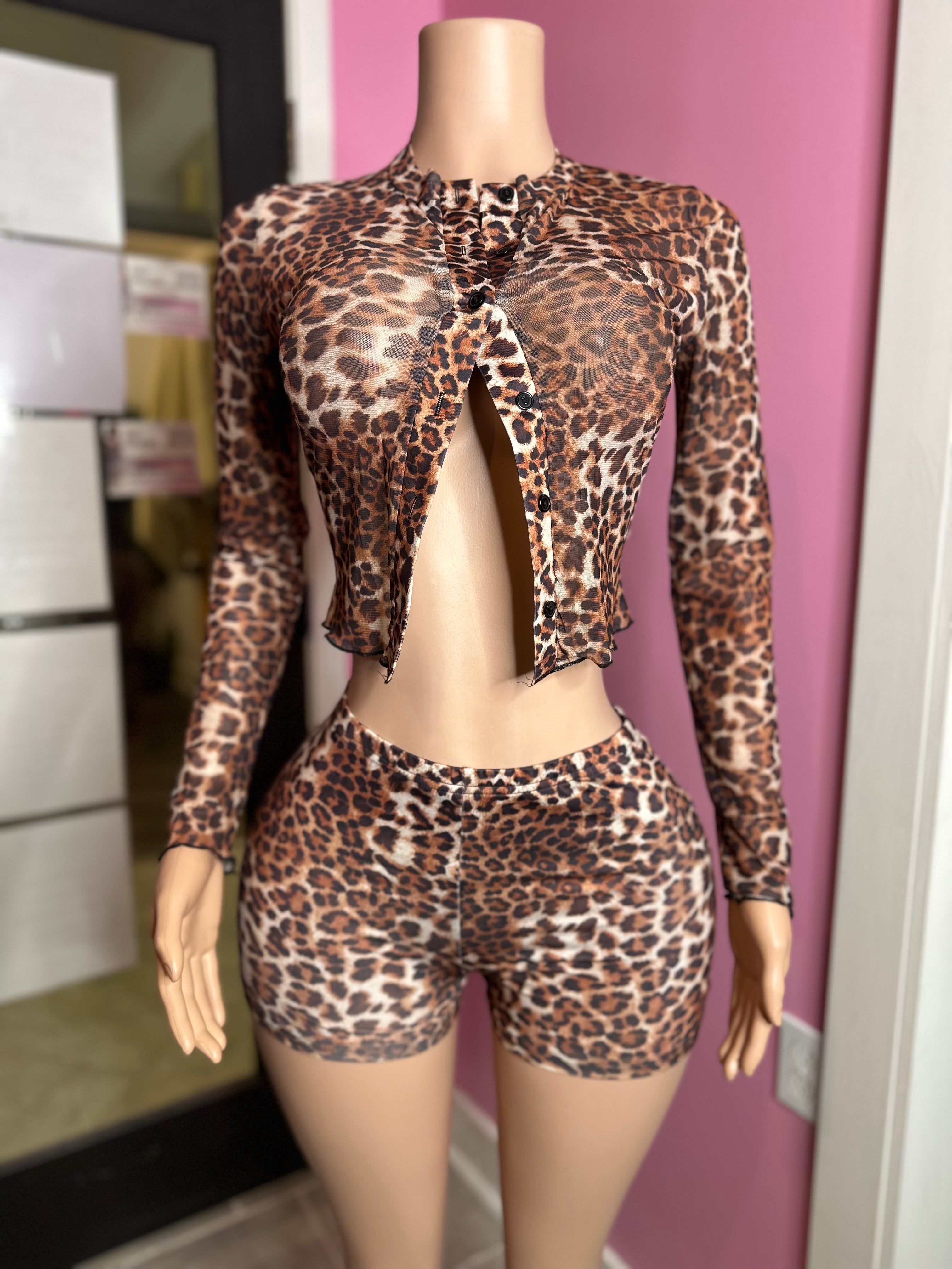 Untamed Allure Shorts Set- Animal Print