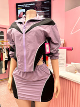 2 Tone Windbreaker Skirt Set- Purple/Blk