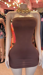 Basic Tube Mini Dress- Brown or White