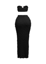 Popcorn Gold Trim Bandeau Top & Skirt Set- Black