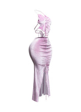 Everything I Want Velvet Maxi Skirt Set –Dusty Pink