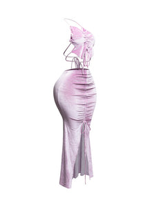 Everything I Want Velvet Maxi Skirt Set –Dusty Pink