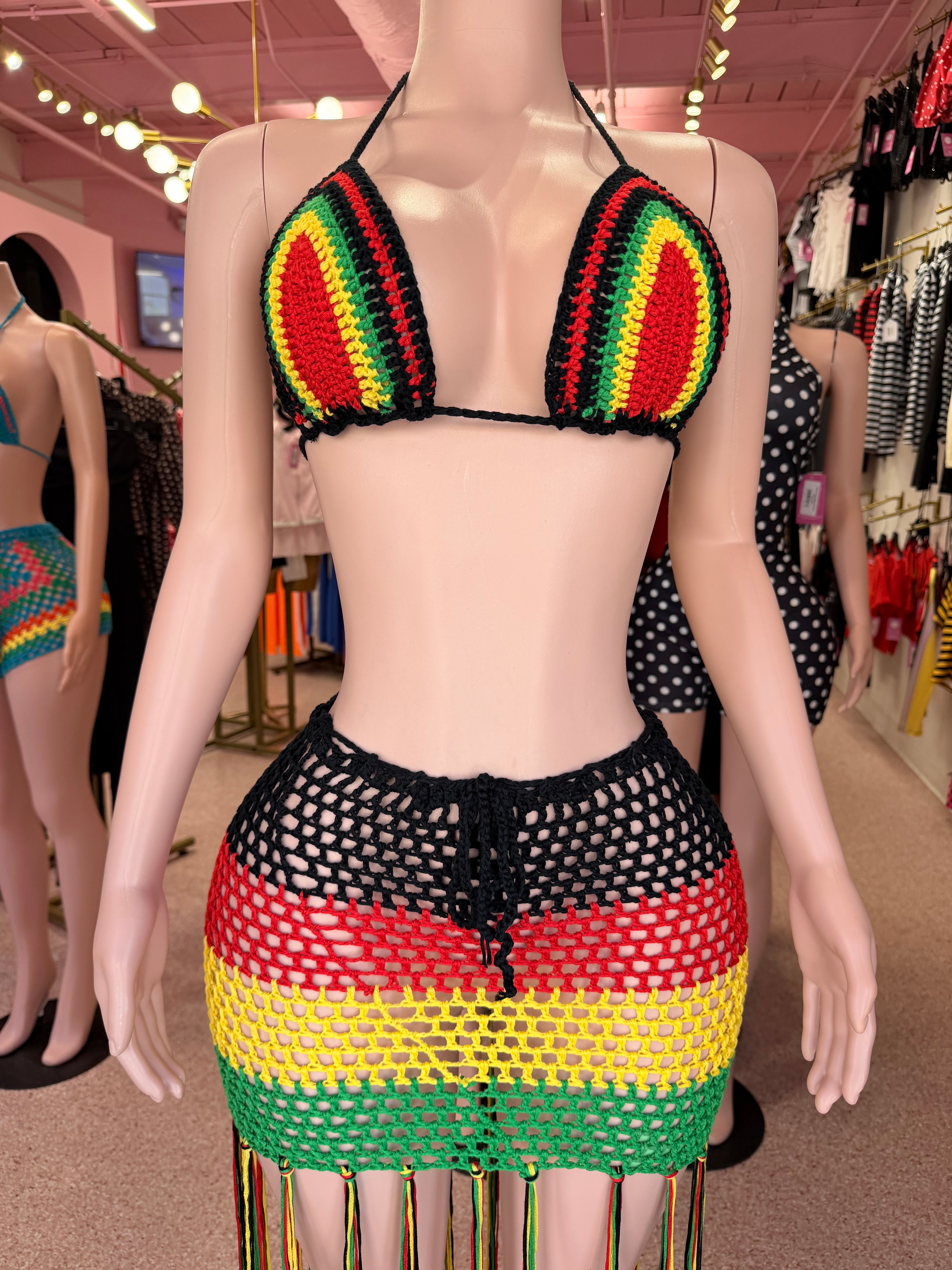 Island Rhythm Crochet Fringe Skirt Set