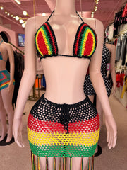 Island Rhythm Crochet Fringe Skirt Set