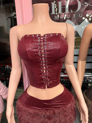 Rich Energy Corset & Fur Mini Skirt Set