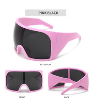 Futuristic Goggle Wrap Round Sunglasses- Pink