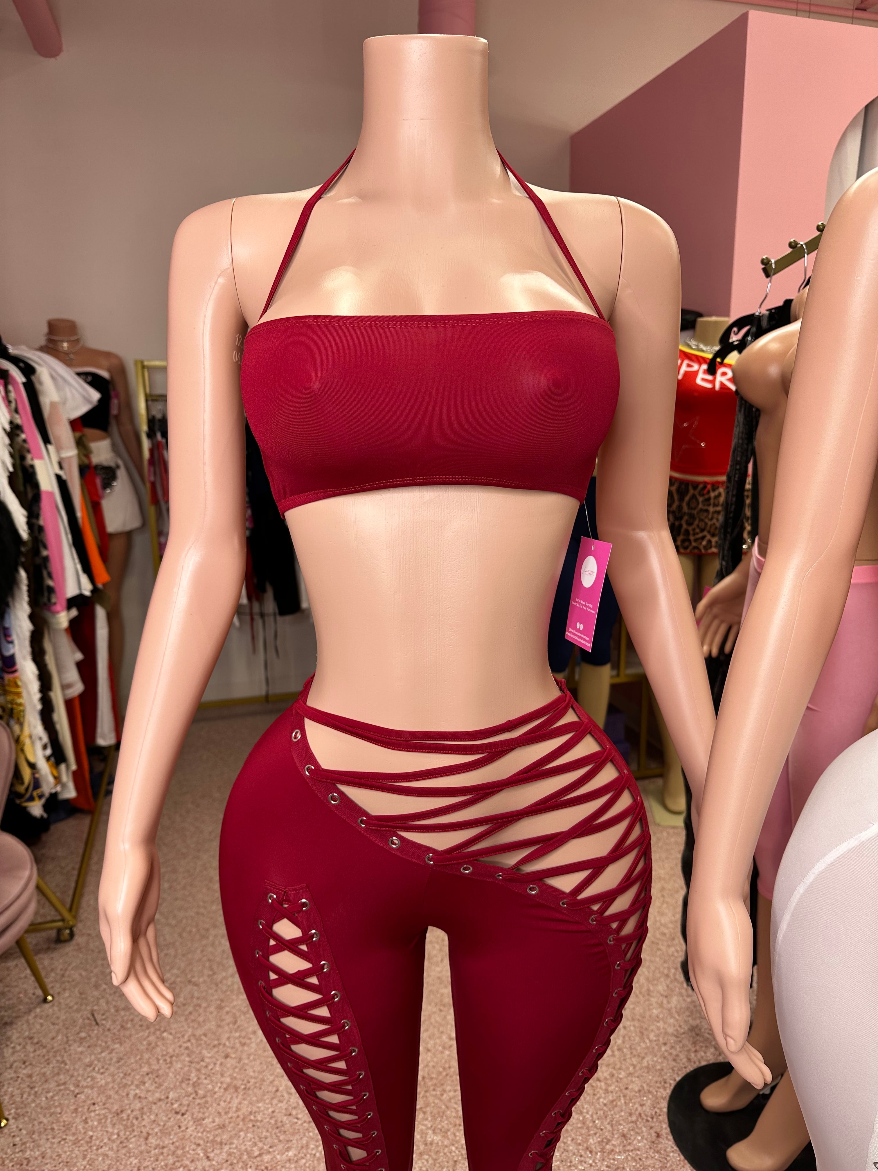 Up To No Good Lace Up Pant Set- Various Colors
