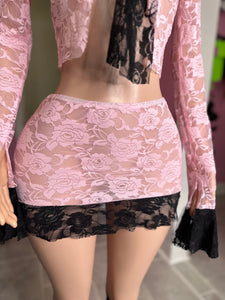 All Of Me Lace Skirt Set- Pink/Black