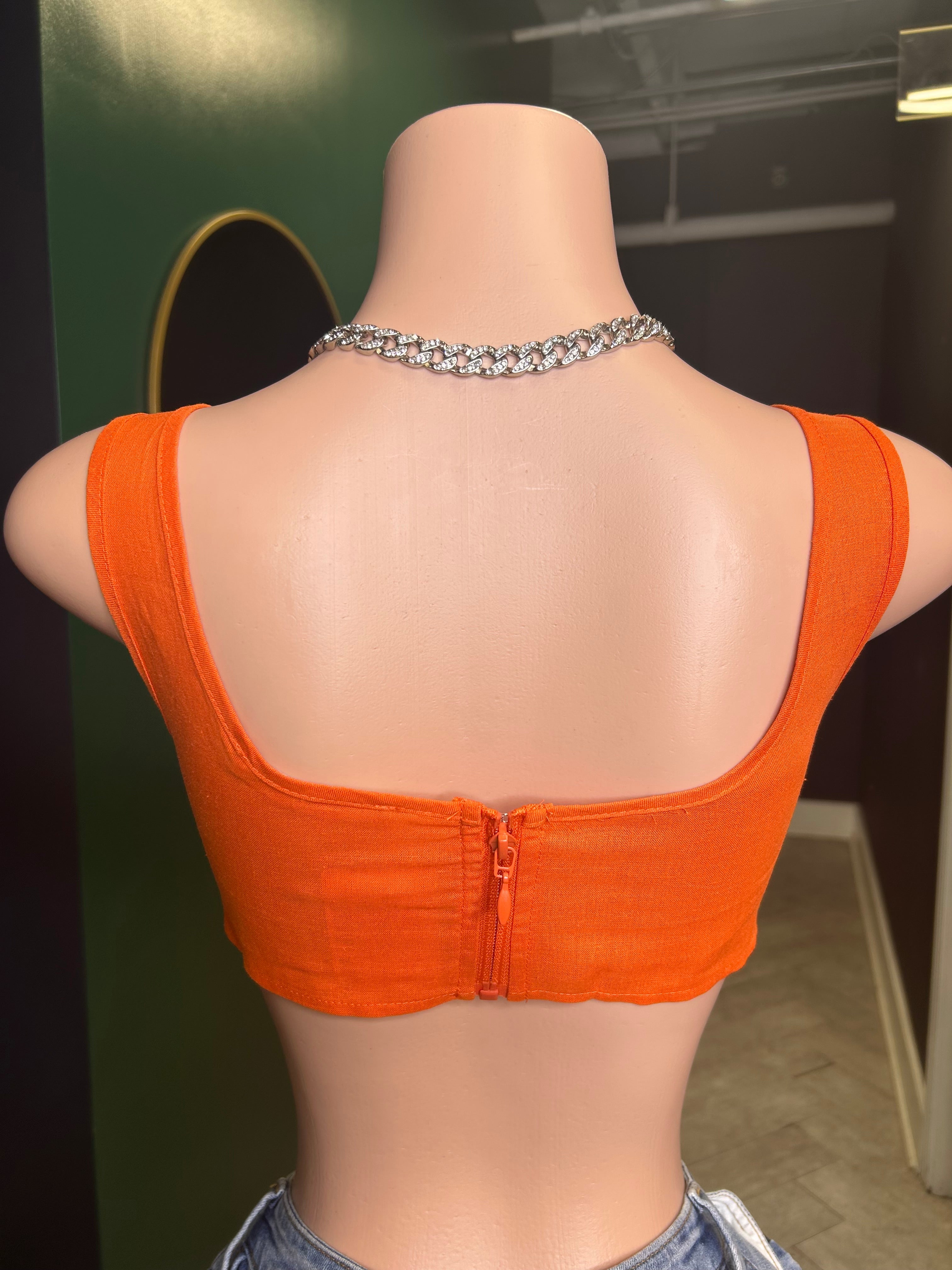 Linen Corset Top- Orange