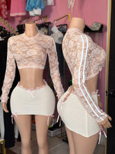 Flirty Girl Lace Skirt Set- Pink/Off White