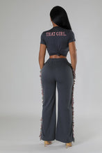 That Girly Fringe Pant Set- Dark Gray