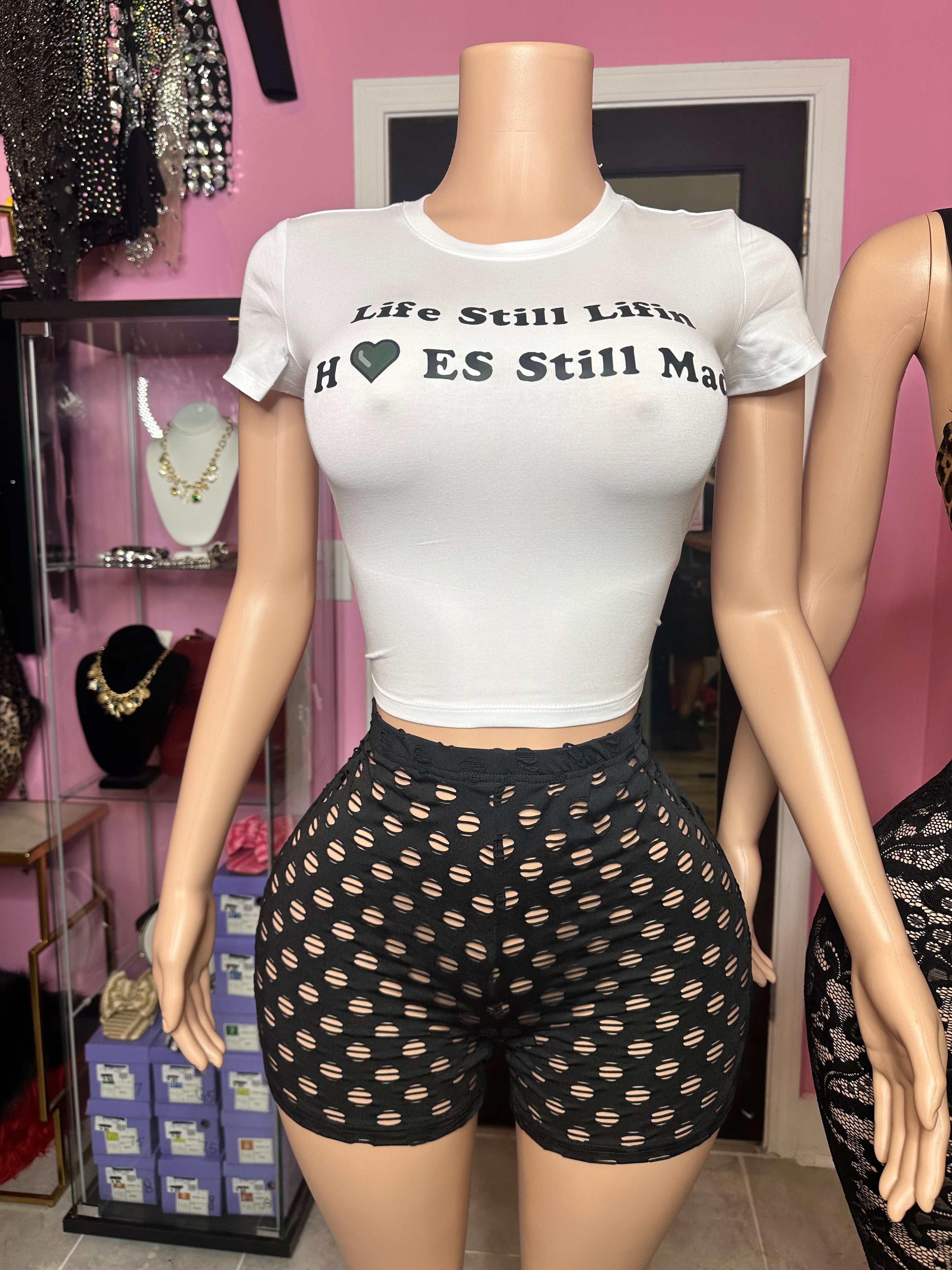 Life Still Lifin Graphic T Shirt- White