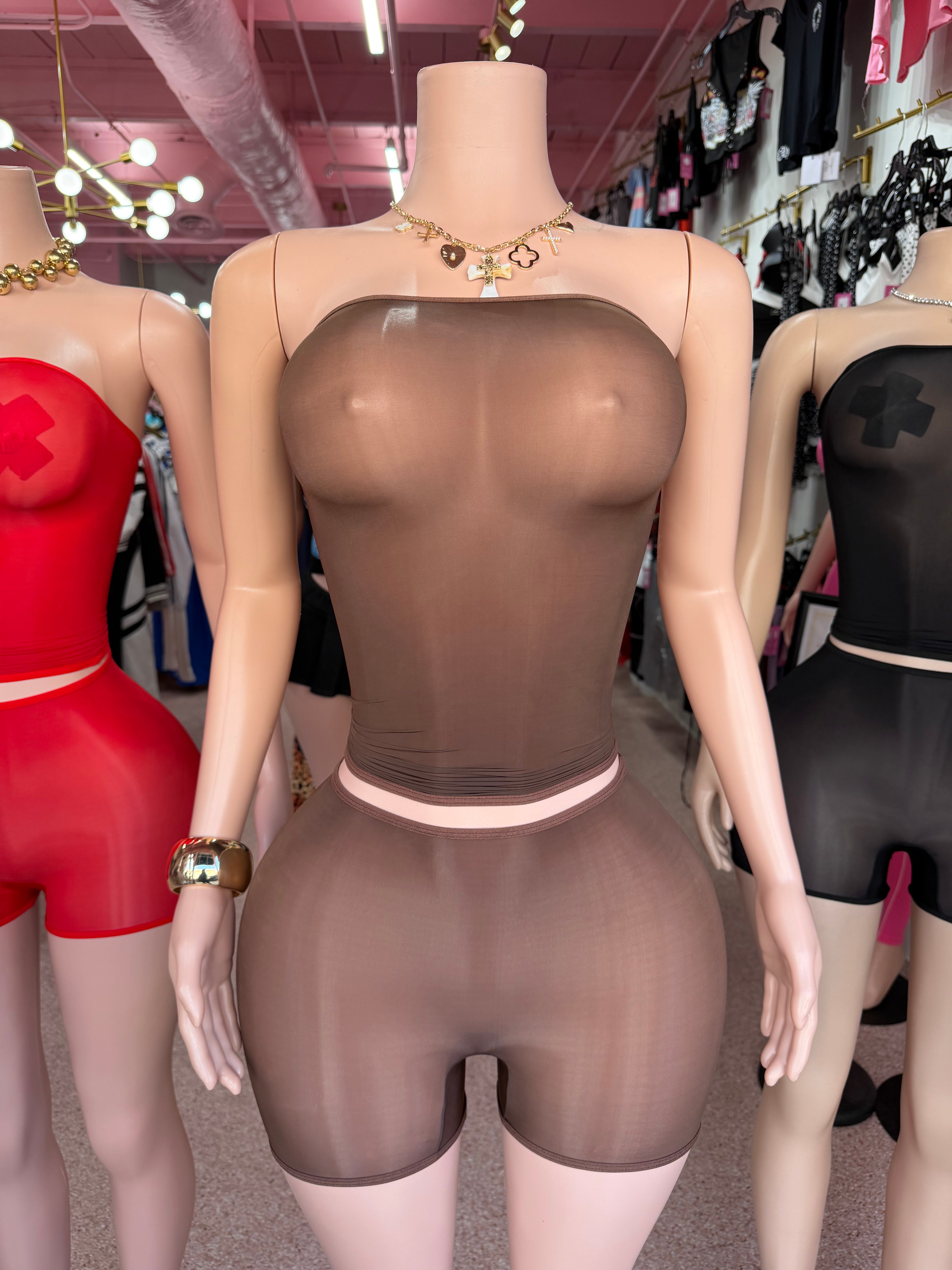 Liquid Tube Mesh Short Set