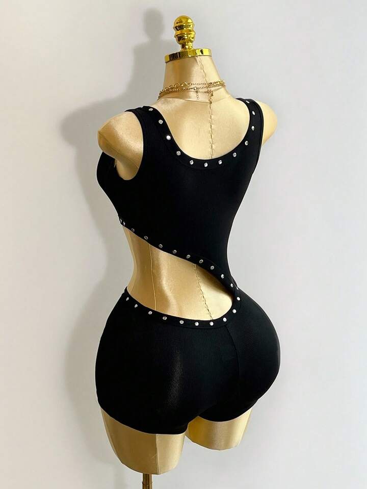 Rebel Energy Lace-Up Romper- Black