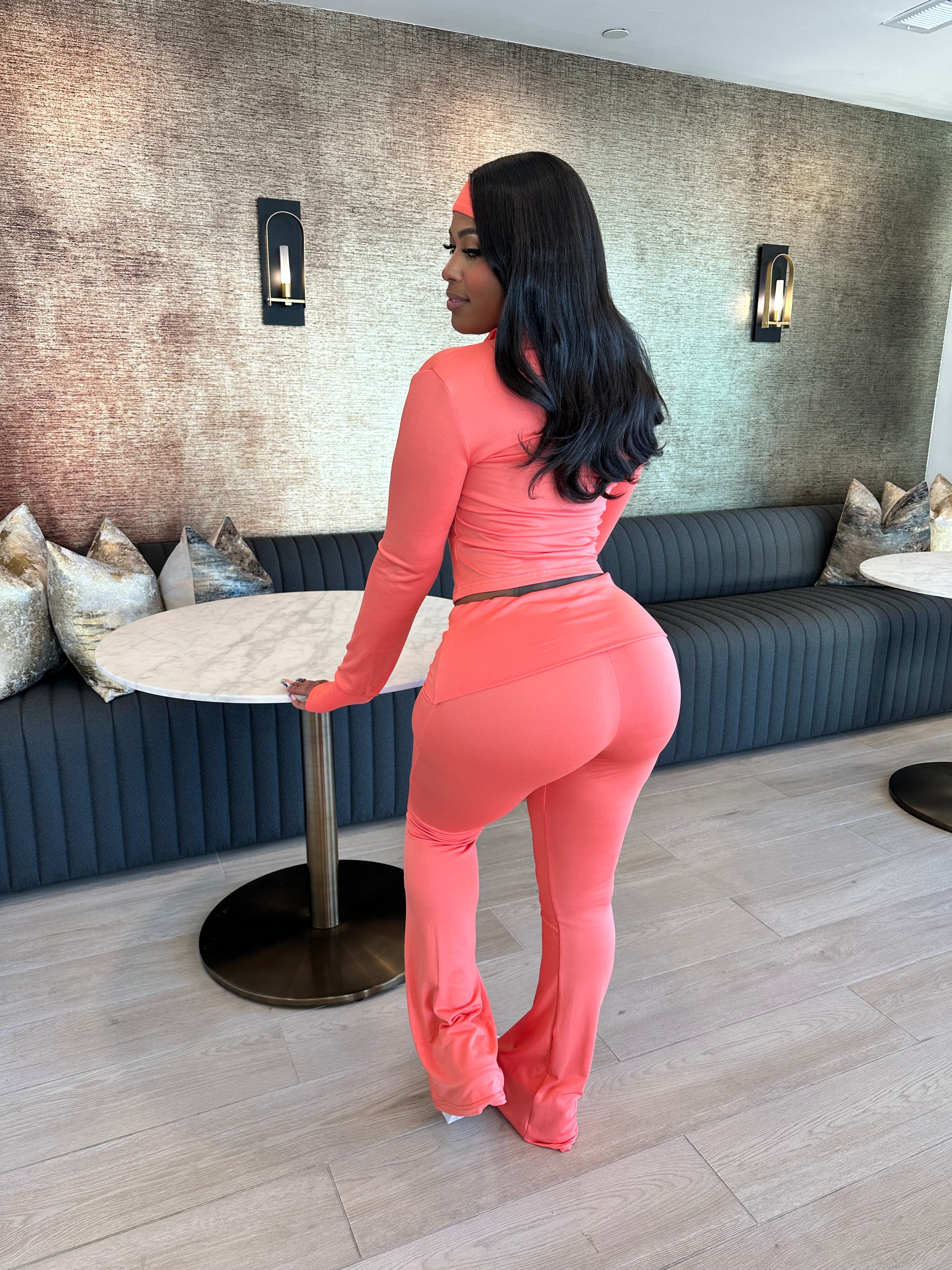 In Transit Set w/ Headband- Coral