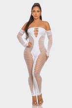 Lustrous Lace Off-Shoulder Bodysuit- White