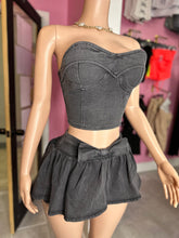 Latest Obsession Denim Mini Skort Set-Black