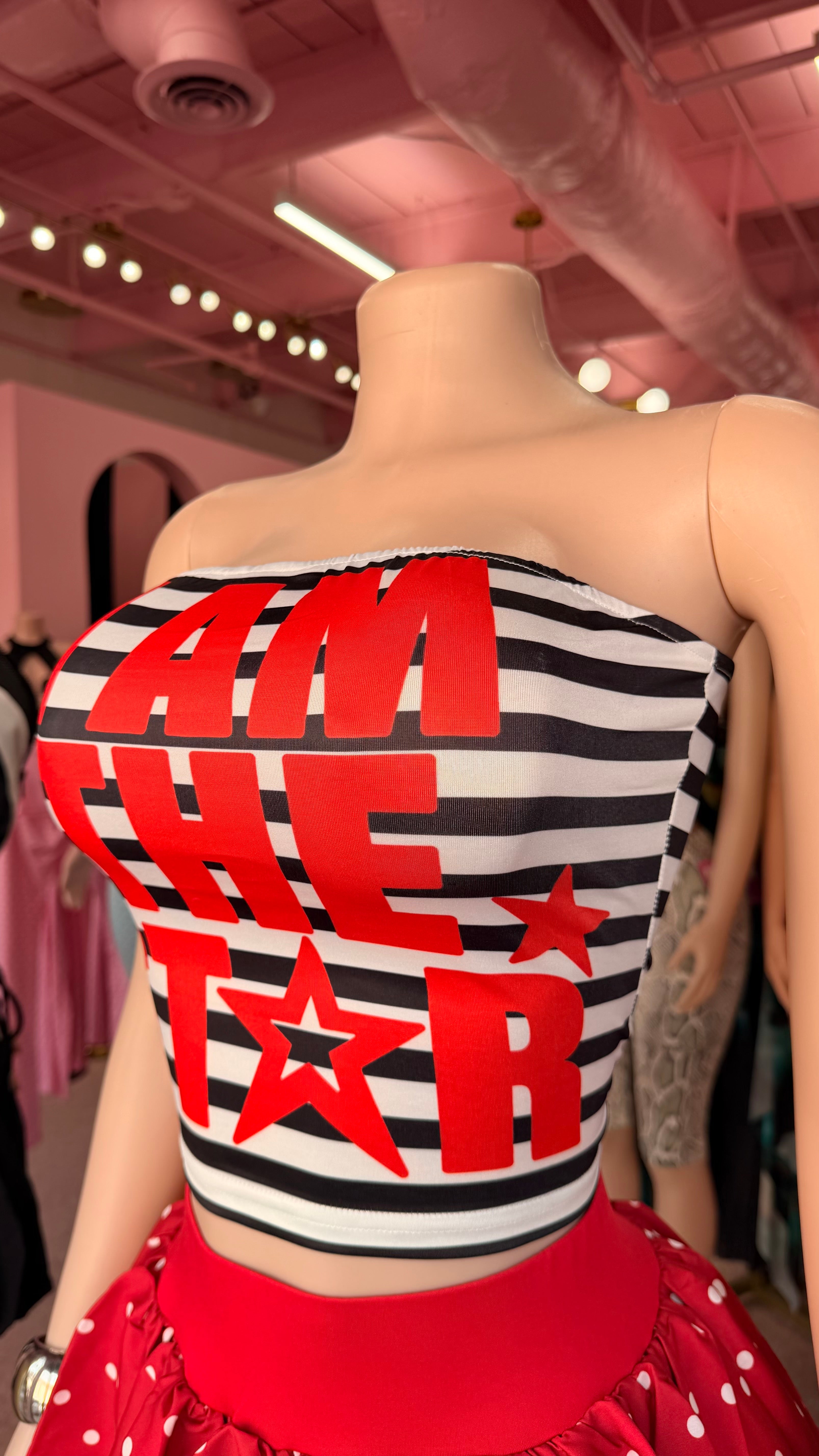 I Am The Star Tube Top – White/Red