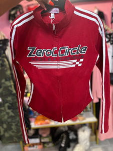 Chic Racer-Style Zero Circle Zip-Up Top- Various Colors