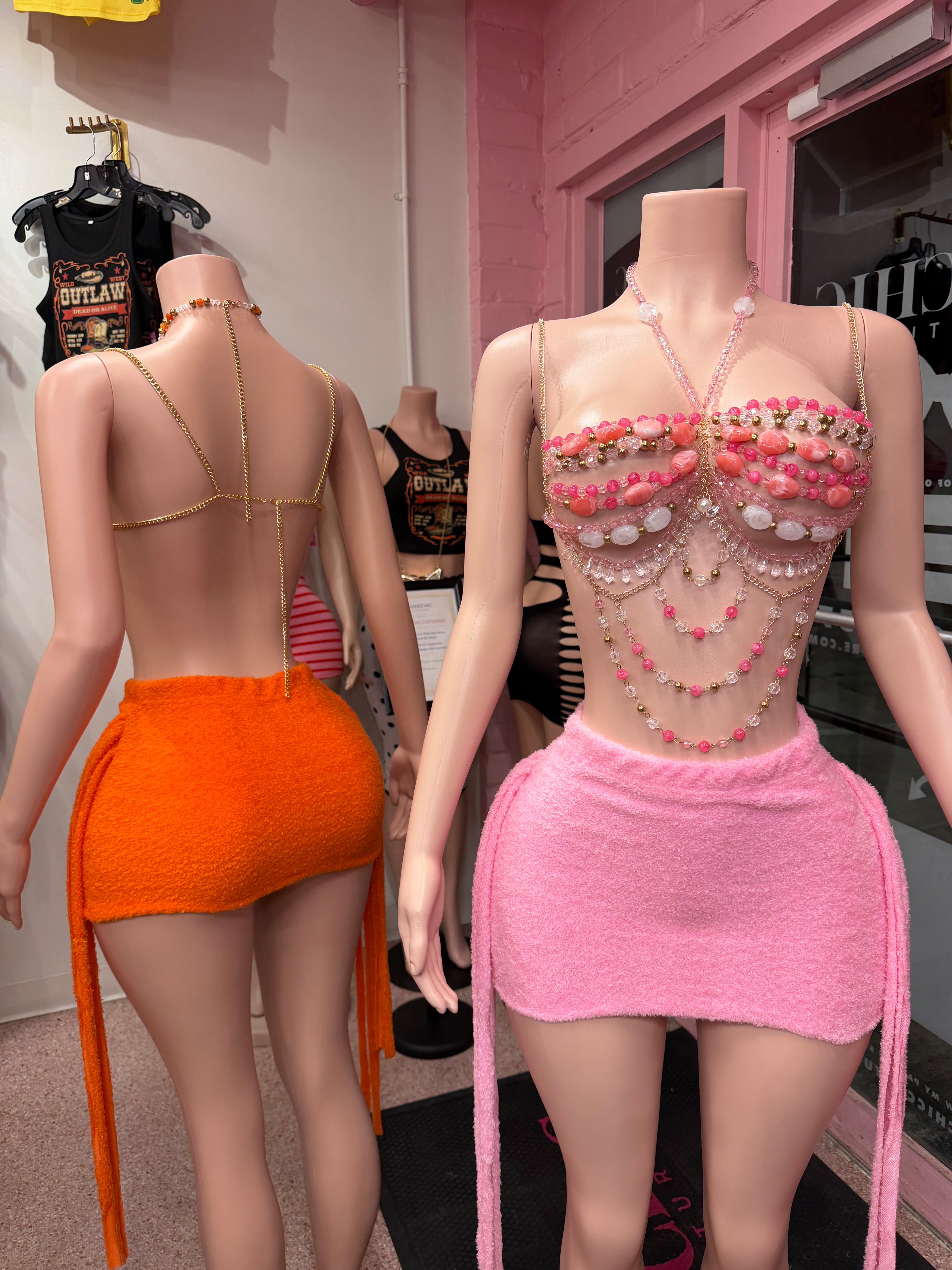 Pink Sugar Beaded Skirt Set – Pink