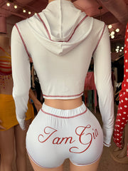 Gam Gia Jacket & Short Set- White