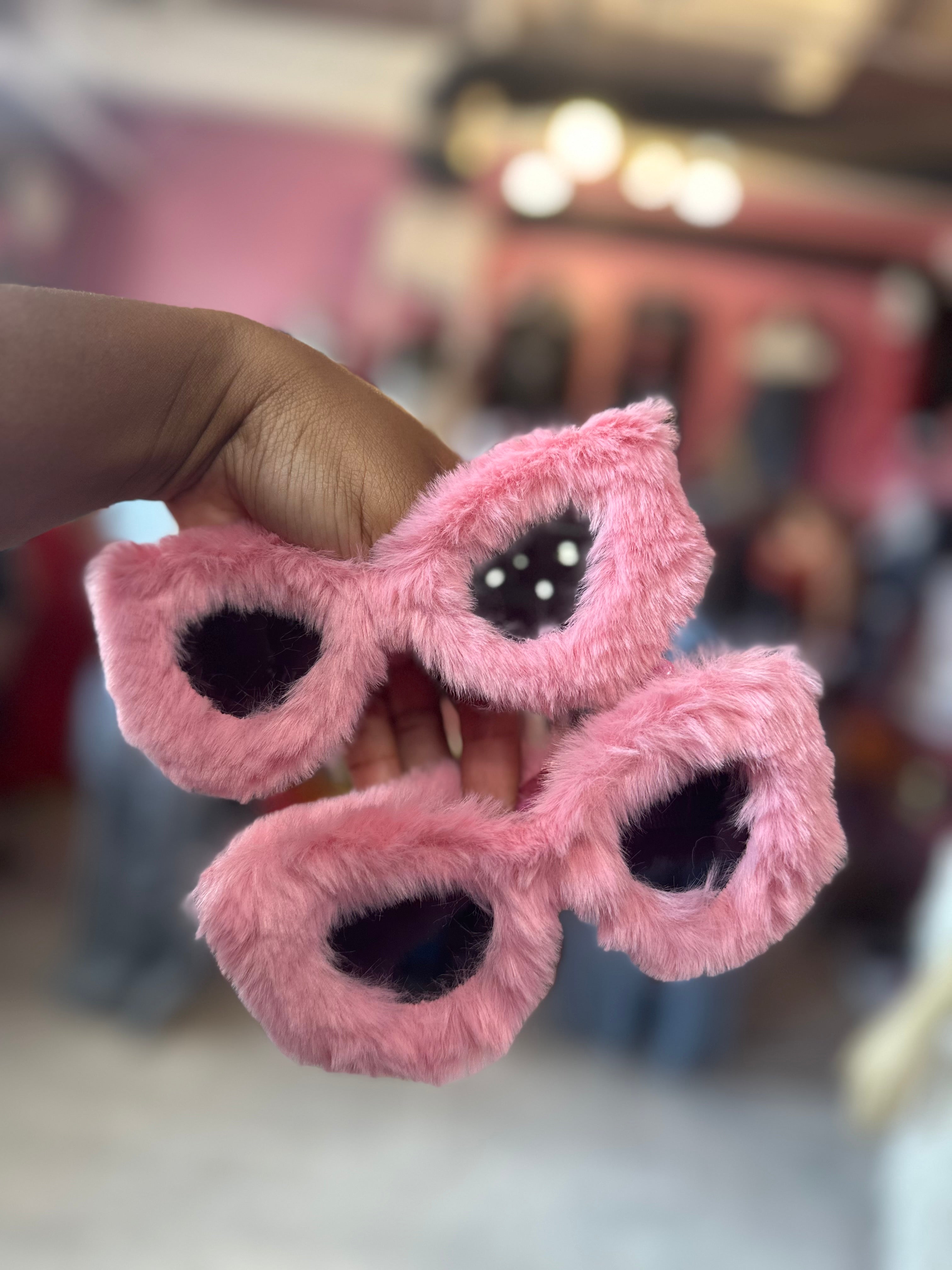 Cateye Fuzzy Shades- Pink
