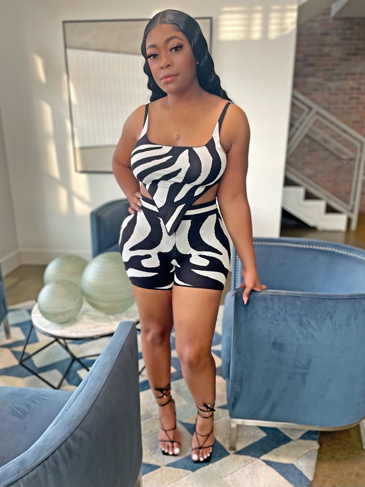 Zebra Shorts Set- Black