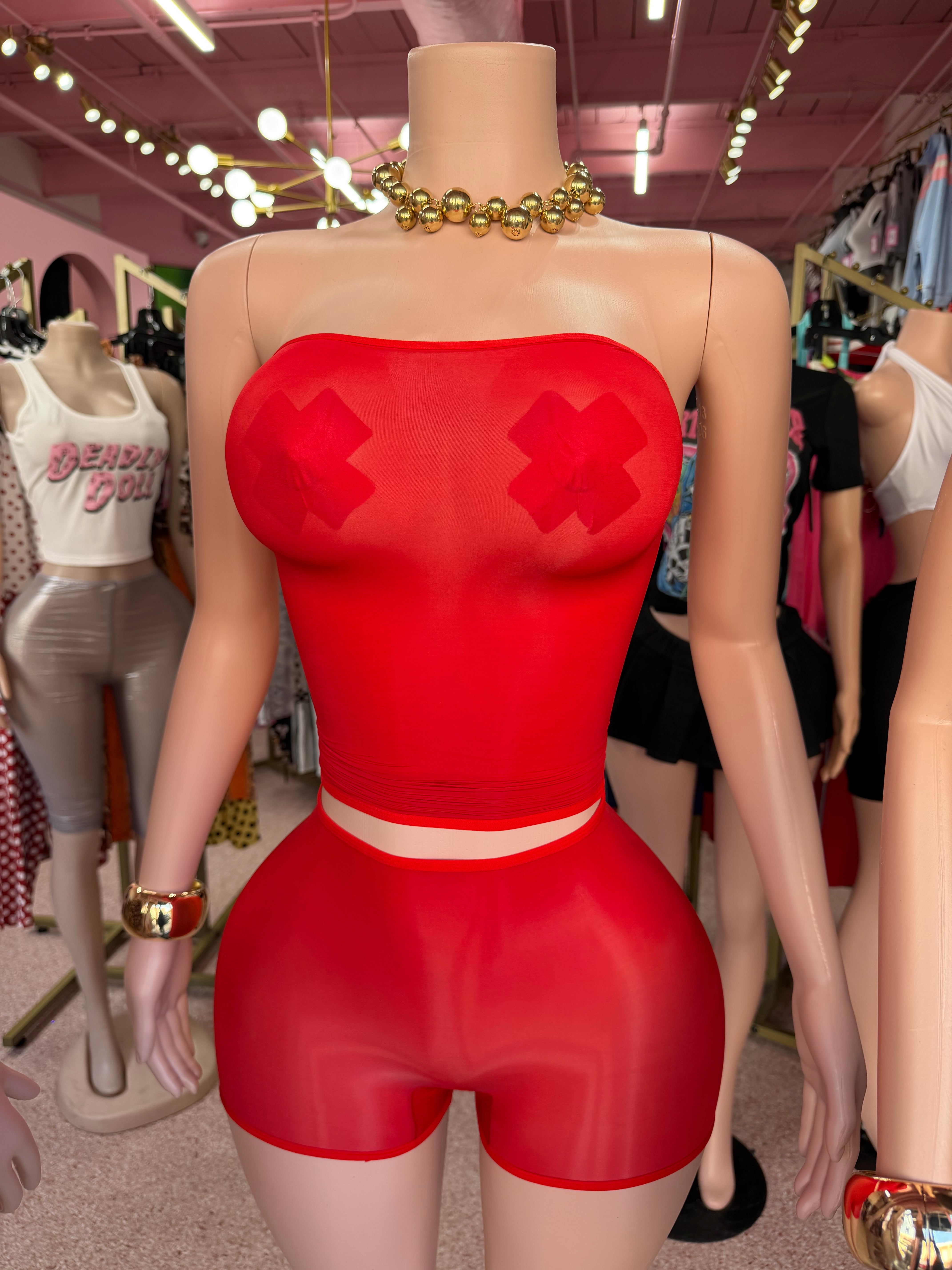 Liquid Tube Mesh Short Set