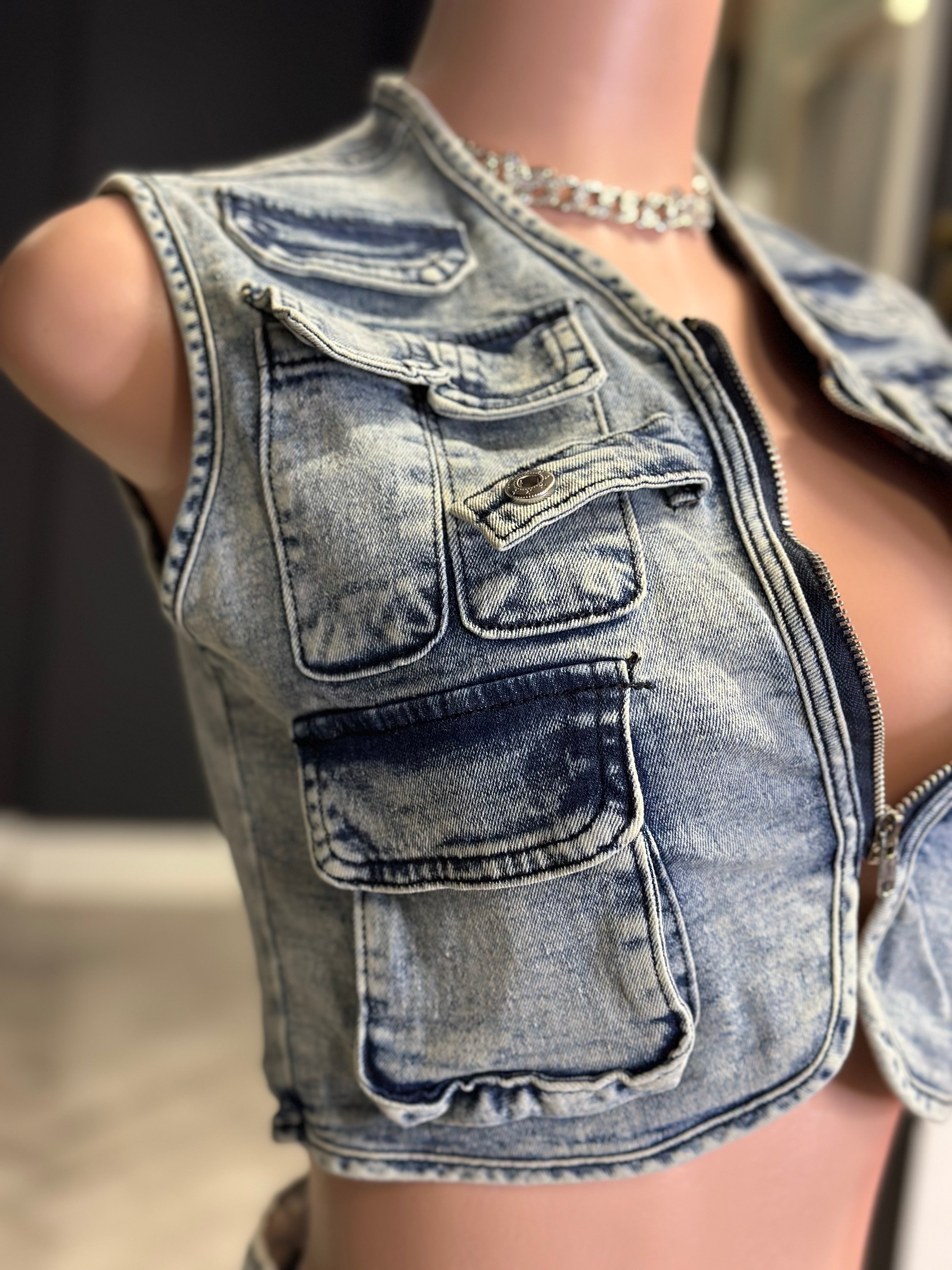 Been That Girl Shorts & Vest Denim Set