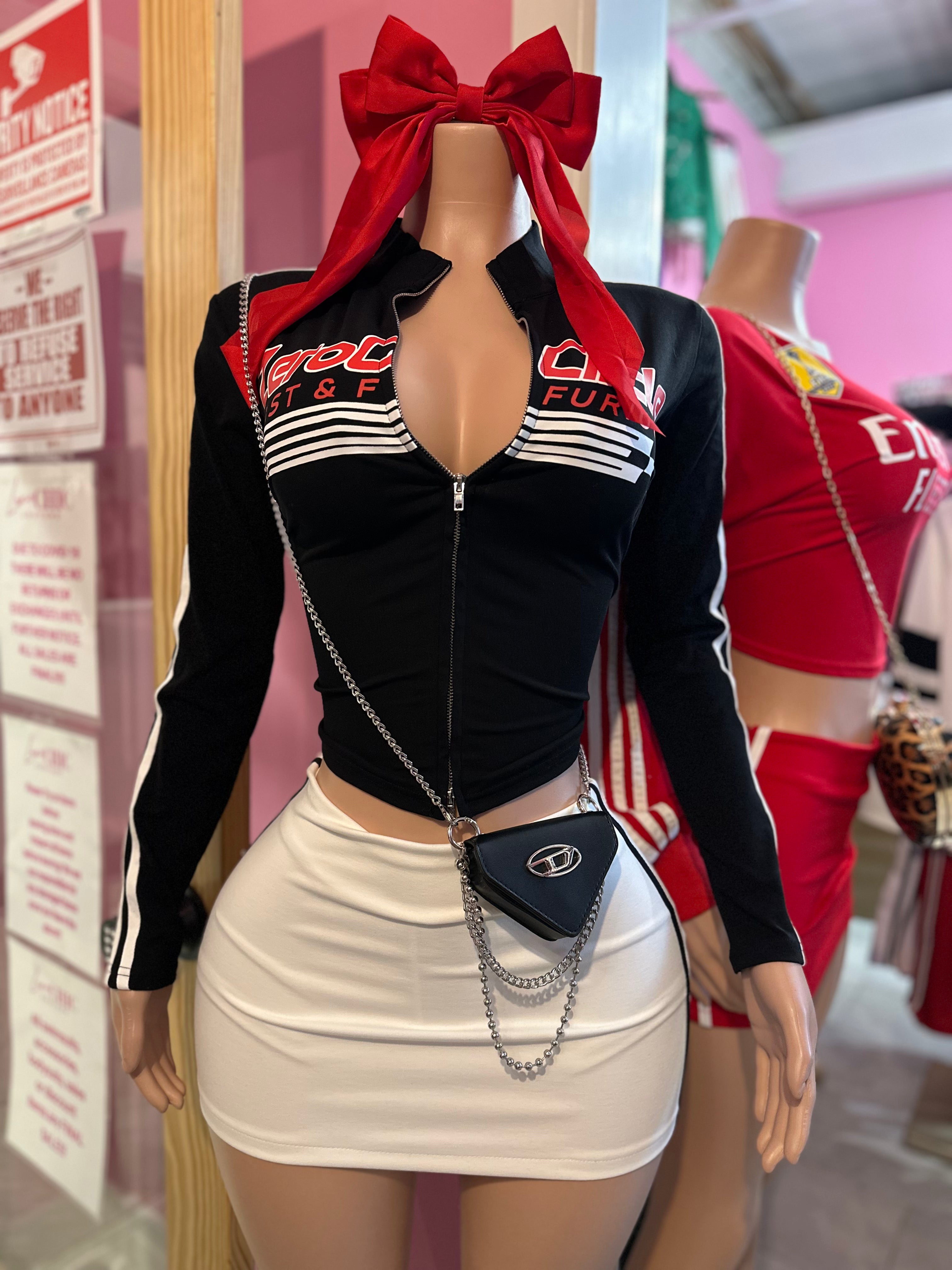 Chic Racer-Style Zero Circle Zip-Up Top Only- Various Colors