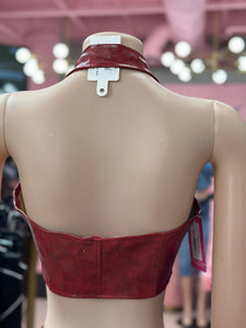 On Track PU Halter Top- Red