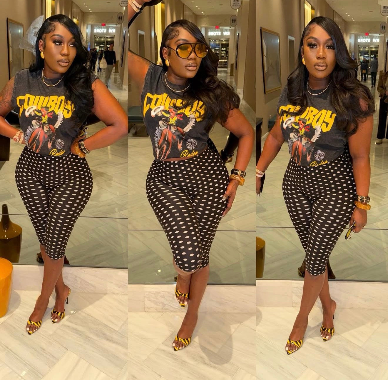 Cowboy Rebel Energy Graphic Top- Gray Multi