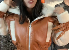 Sasha Thicken Faux Pu Leather Wool Fur Jacket