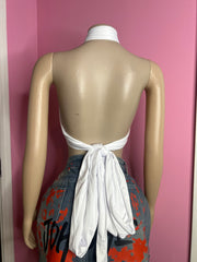 Wrapping Up Halter Crop Top- White