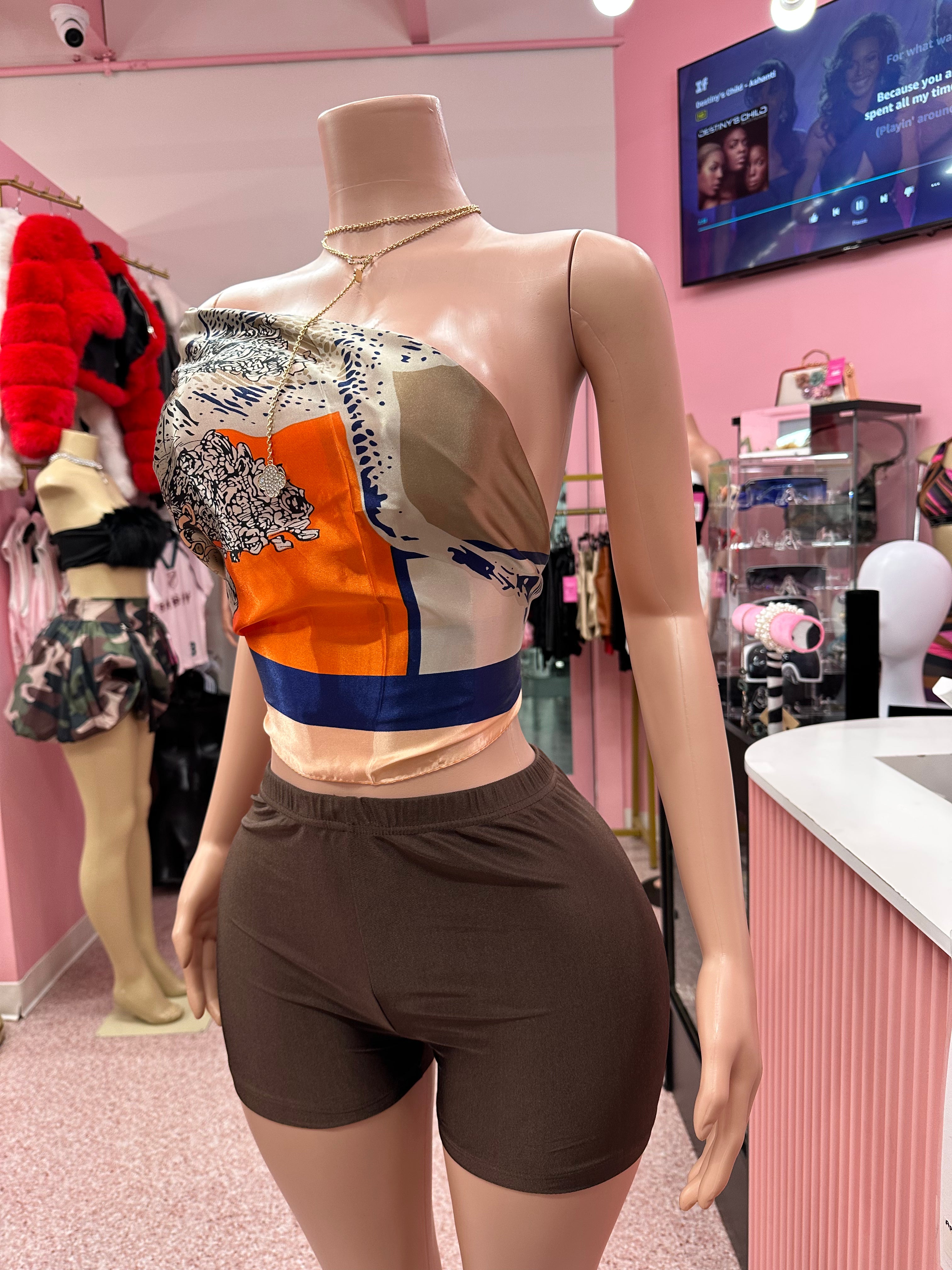 Always With You Silk Scarf Short Set- Brown