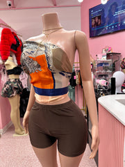 Always With You Silk Scarf Short Set- Brown