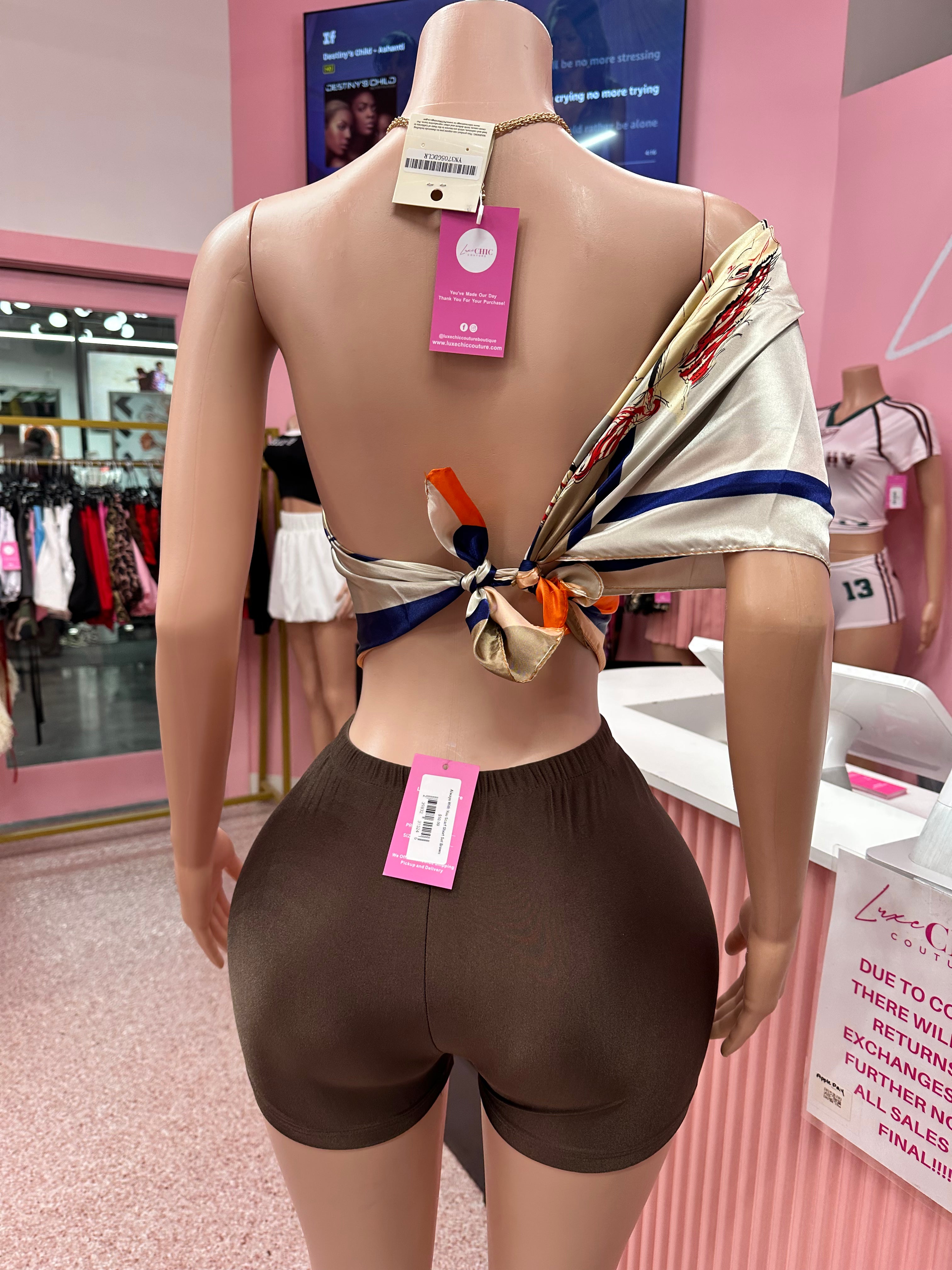 Always With You Silk Scarf Short Set- Brown