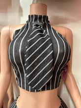 Stripe Halter Tie Top & Capri Pant Set- Gray Combo