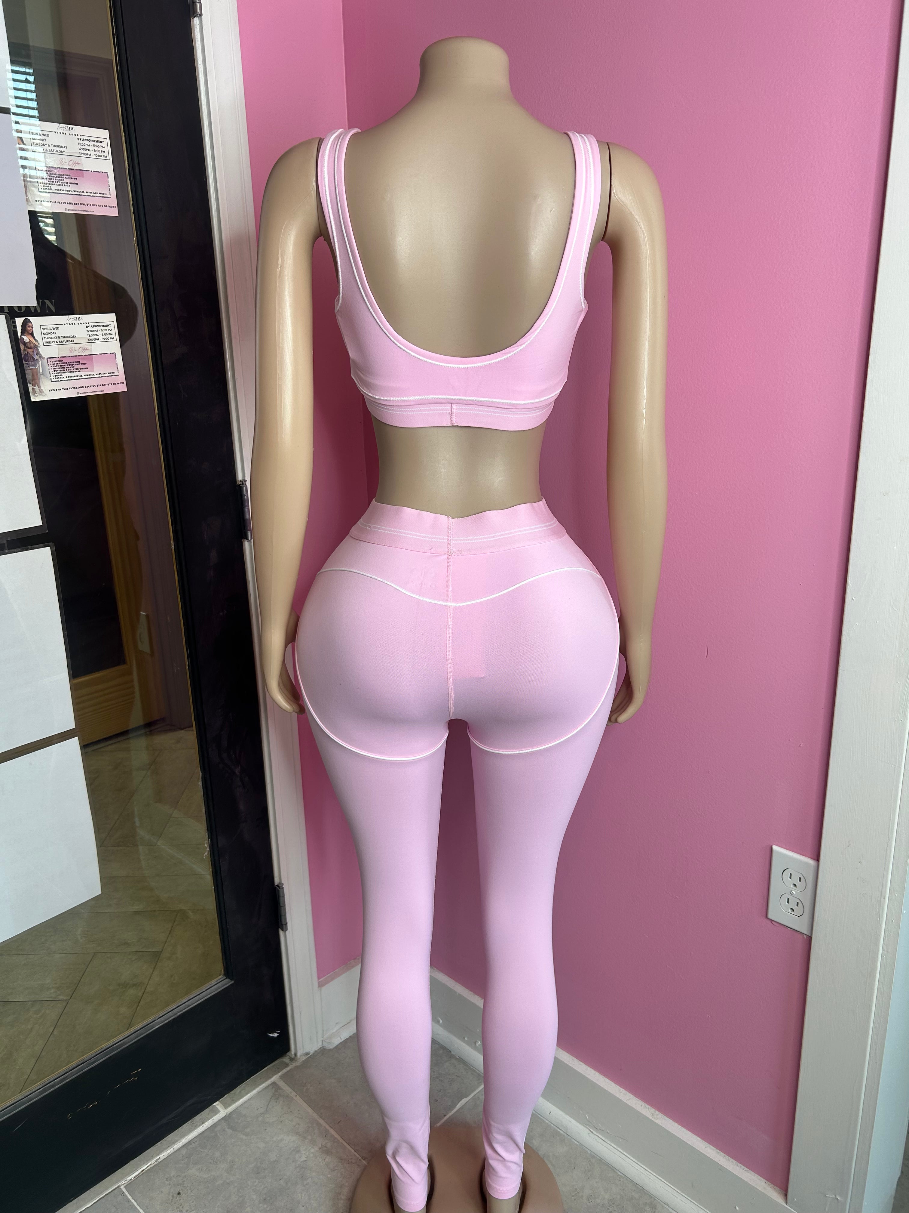 *Pre-Order 8 business days* Alos Double Stripe Legging Set- Soft Pink-Call For Pics