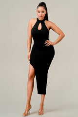 Doing My Thang Keyhole Midi Dress - Black