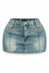 Too Cute To Be Casual Vintage Denim Mini Skort