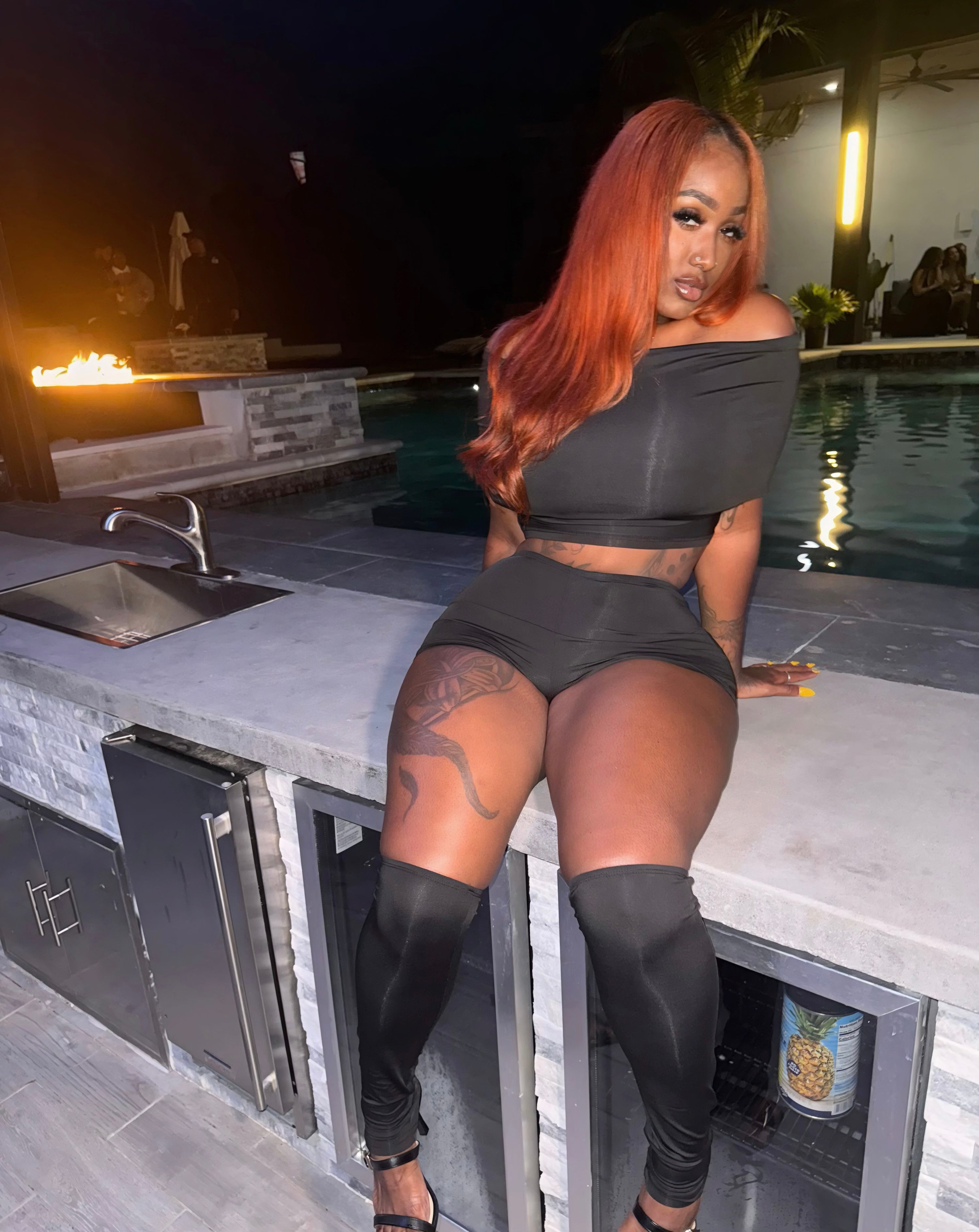 All Or Nothing Three Piece Short Set- Black