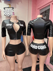 Hard Core PU Short Set- Black