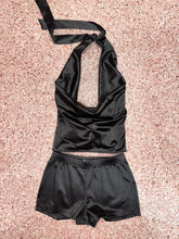 Step It Up Satin Halter Cowl Neck & Short Set- Various Colors