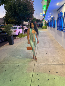Scandalous Snake Peek-A-Boo Jumpsuit - Green Multi