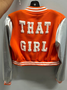 That Girl Varsity Jacket- Orange