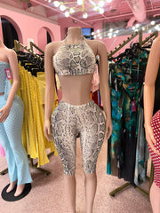 Venom Vision Halter Capri Set – Olive Python