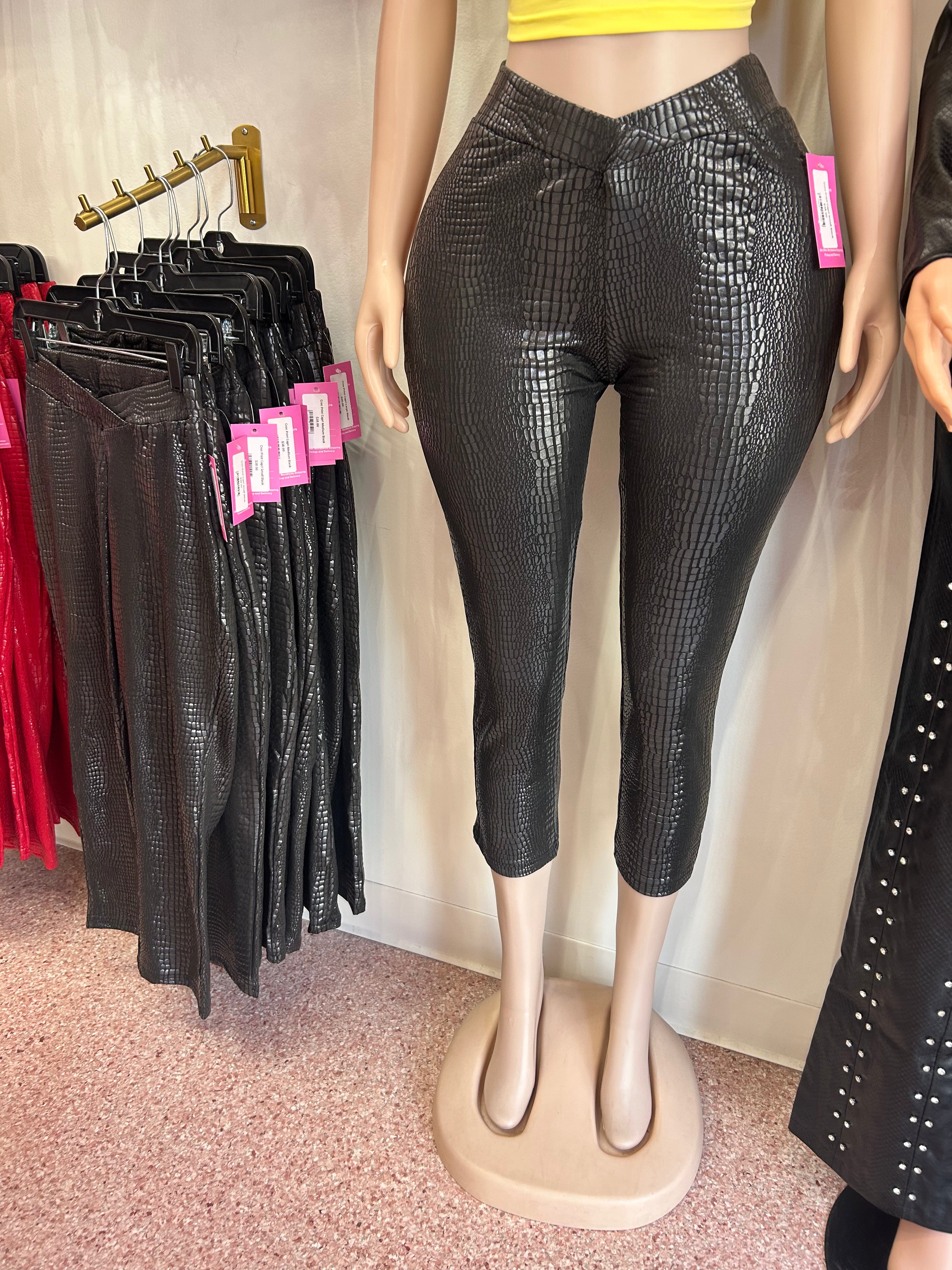 Croc Print Capri Large Black