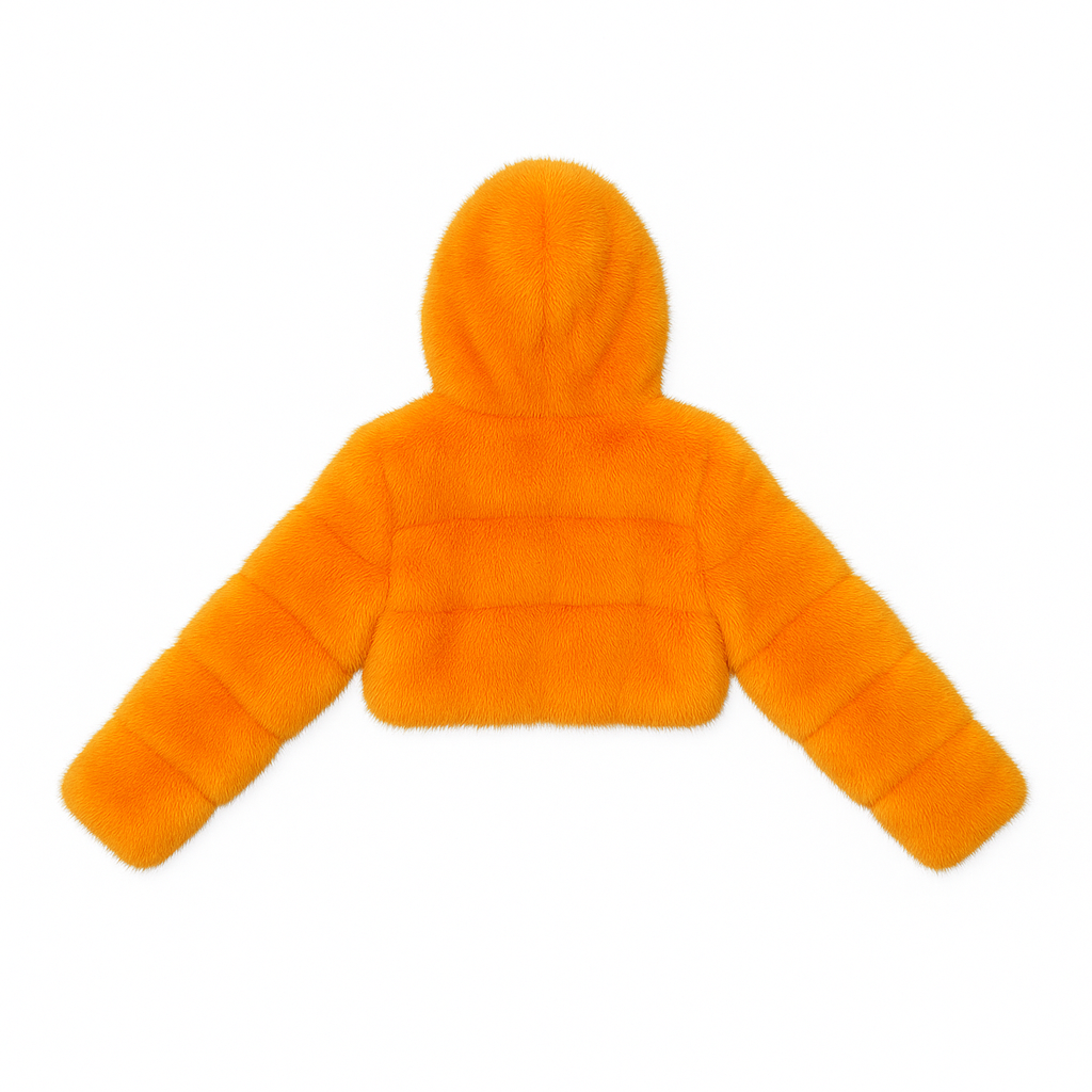 Chic Faux Fur Jacket with Hood – Orange