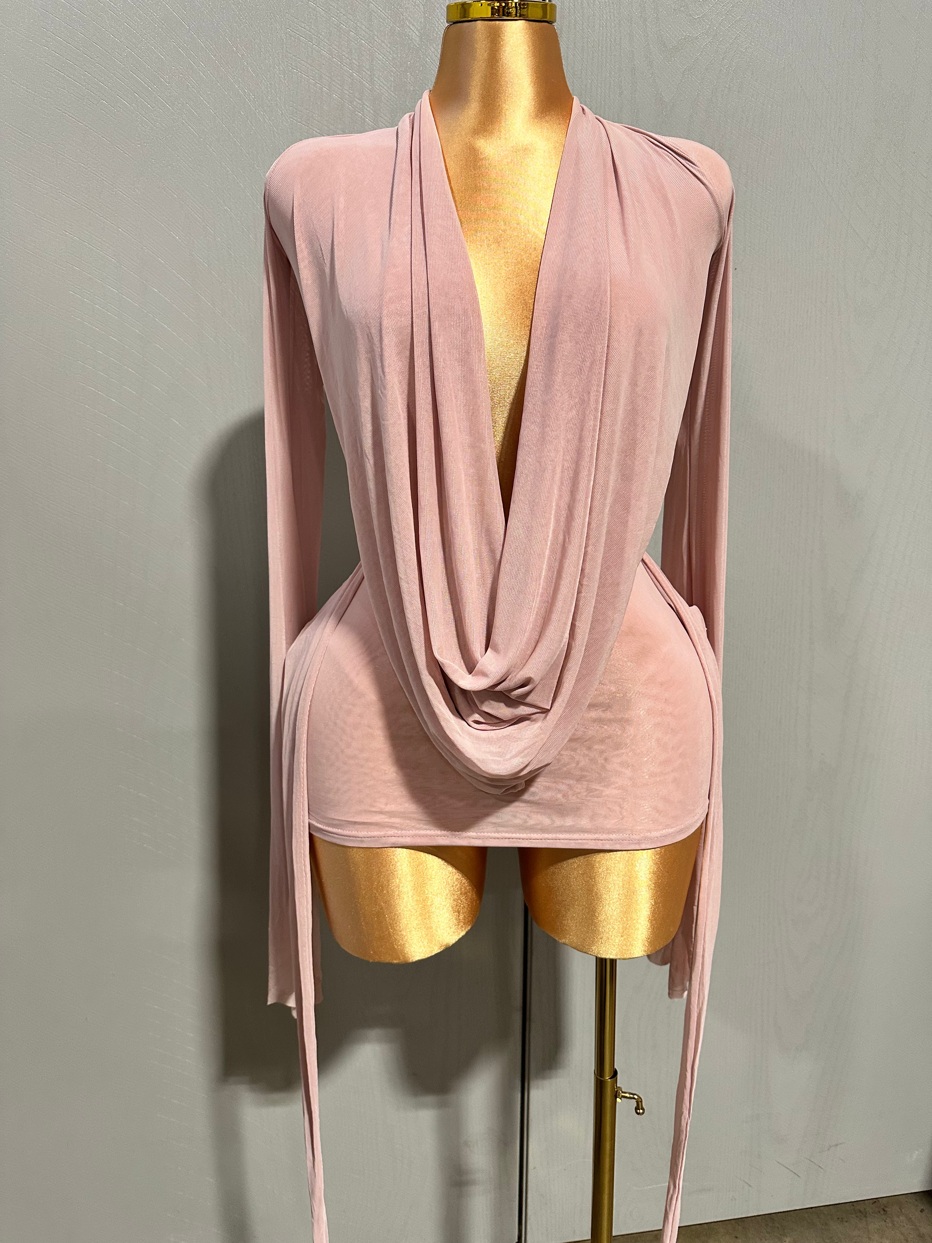 Drip Effect Drape Mini Dress- Rose Pink